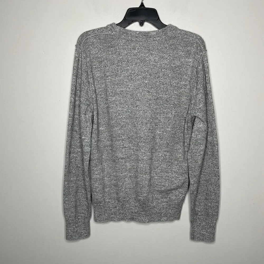 TOMMY HILFIGER Sweater Mens Large L Heather Gray Pullover 100% Cotton Crewneck
